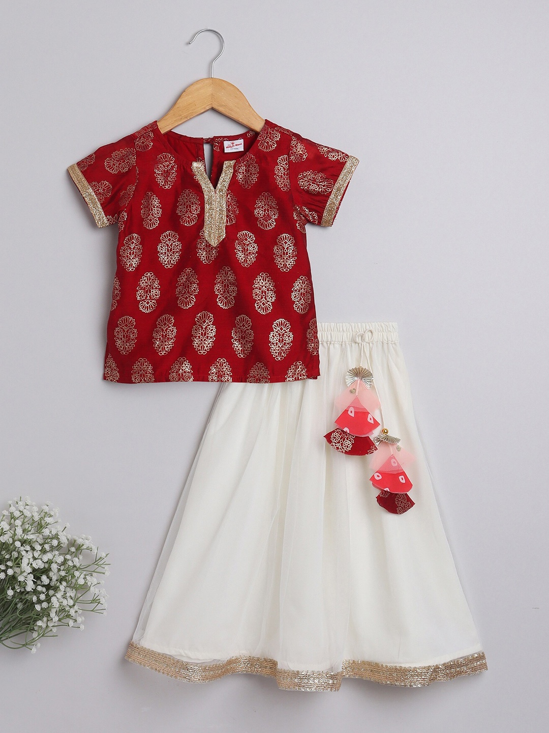 

The Magic Wand Girls Embellished Ready to Wear Lehenga & Choli, Maroon