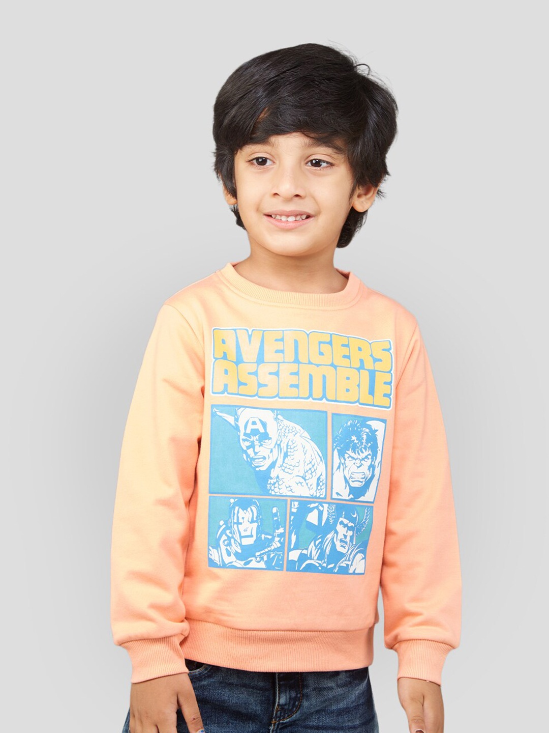 

Zalio Boys Avengers Printed Fleece Sweatshirt, Orange