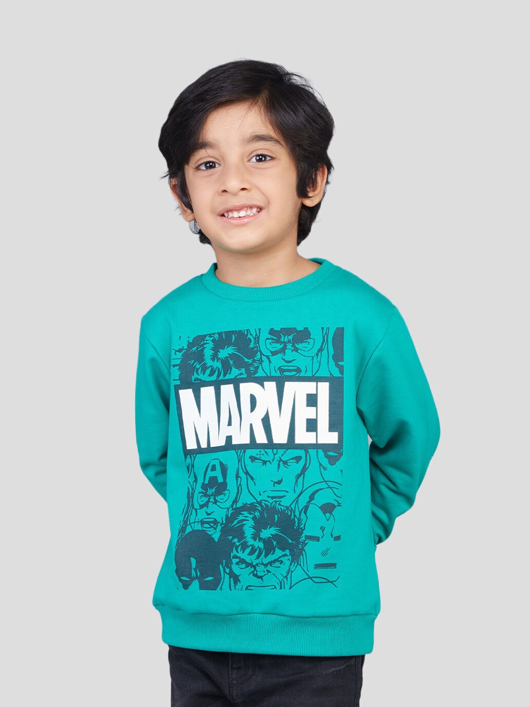 

Zalio Boys Printed Fleece Sweatshirt, Green