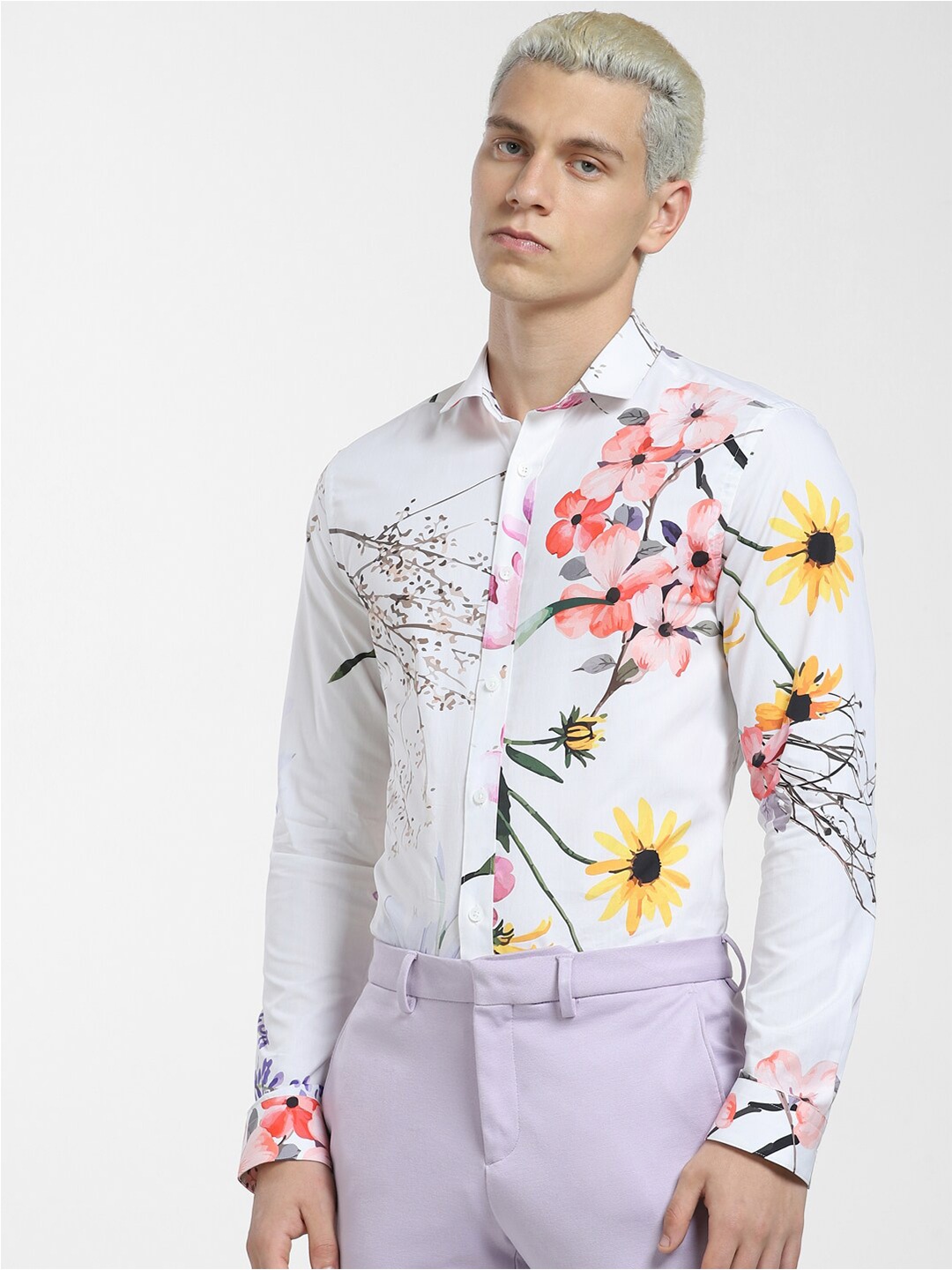 

Jack & Jones Men Slim Fit Printed Casual Shirt, White