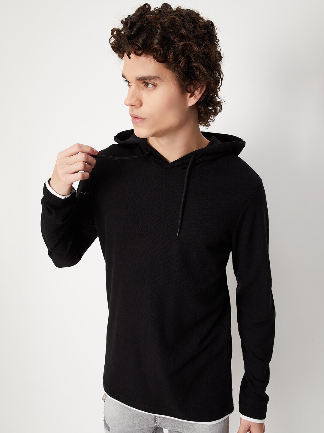 

max Men Hooded Sweatshirt, Black