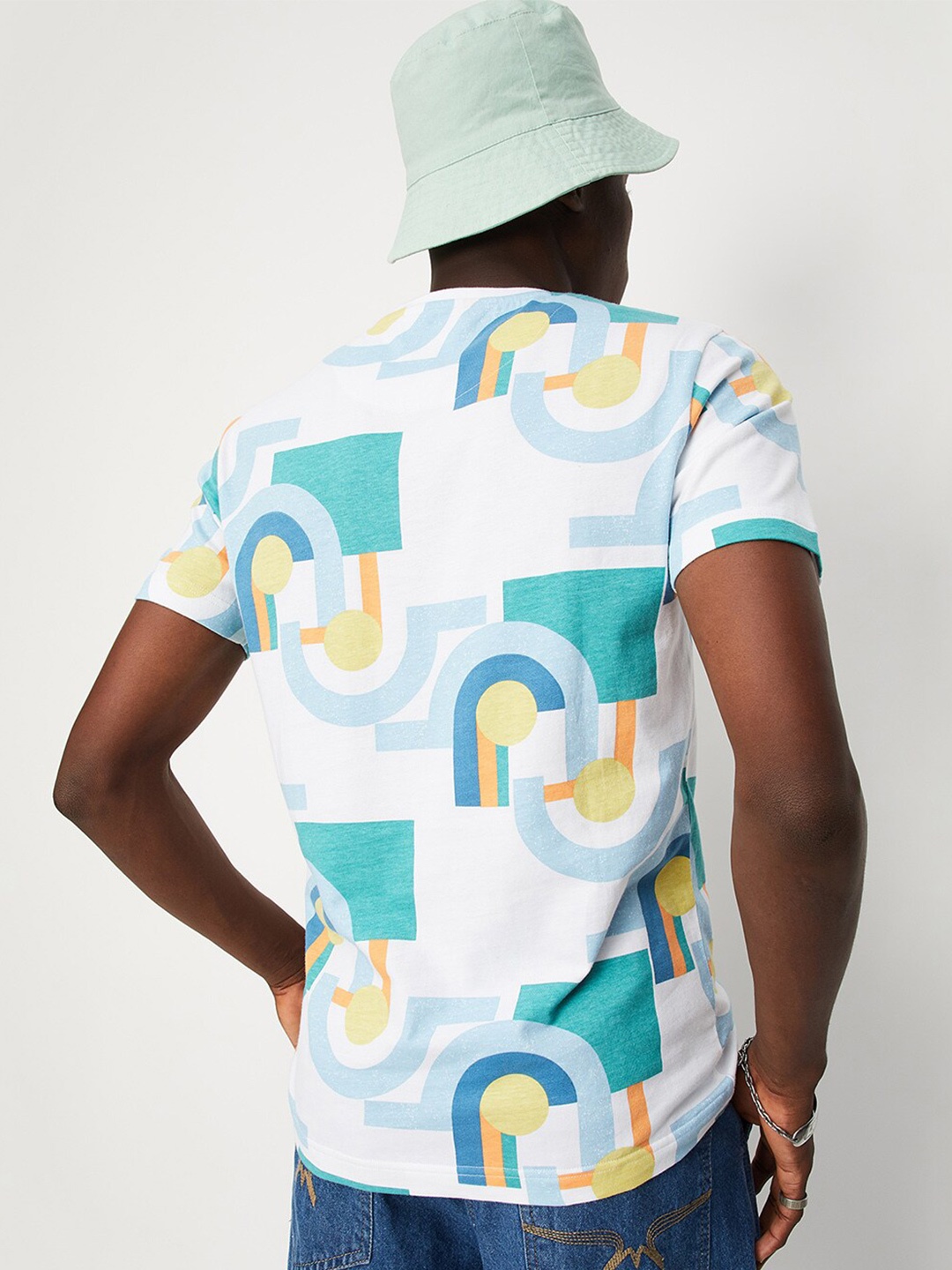 

max Men Cotton Printed T-shirt, Blue