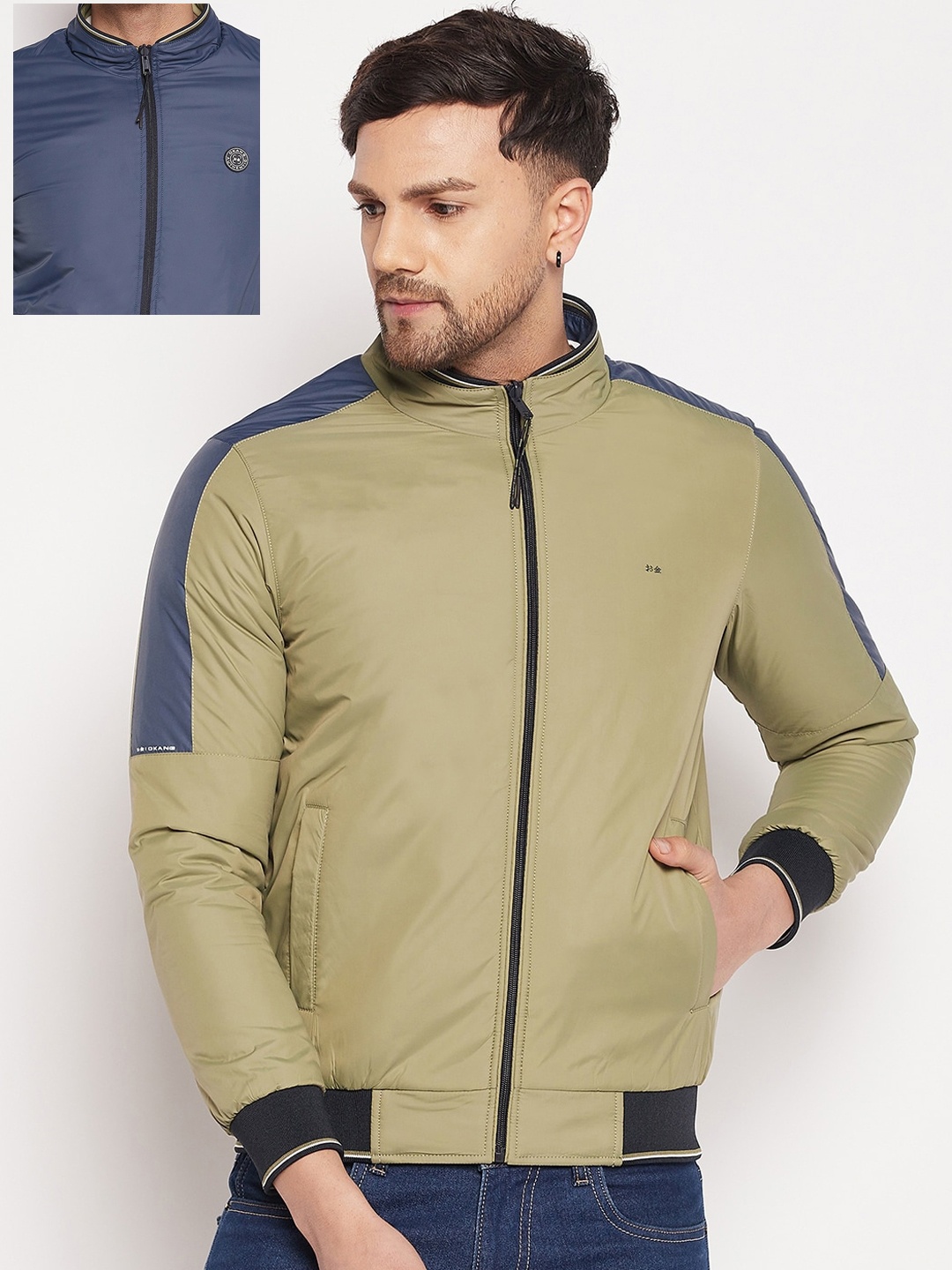 

Okane Men Reversible Bomber Jacket, Olive