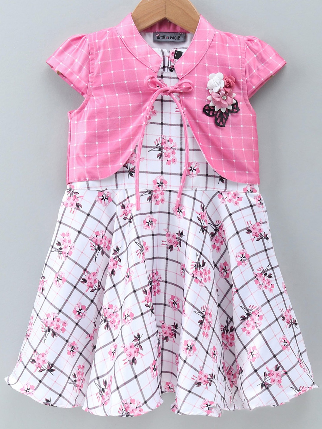 

Enfance Checked A-Line Dress, Pink