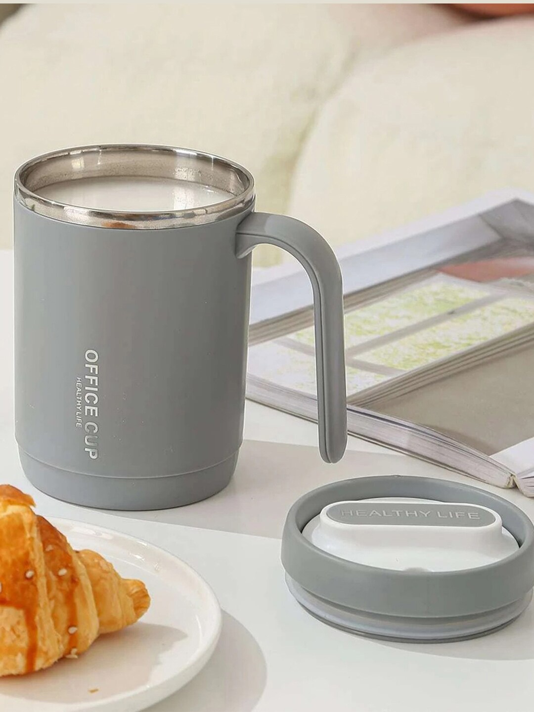 

BonZeaL Grey Solid Stainless Steel Vacuum Insulated Matte Cup 400 ml