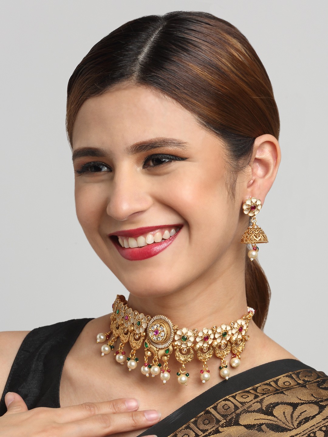 

YouBella Gold-Plated Stones Studded & Beaded Jewellery Set
