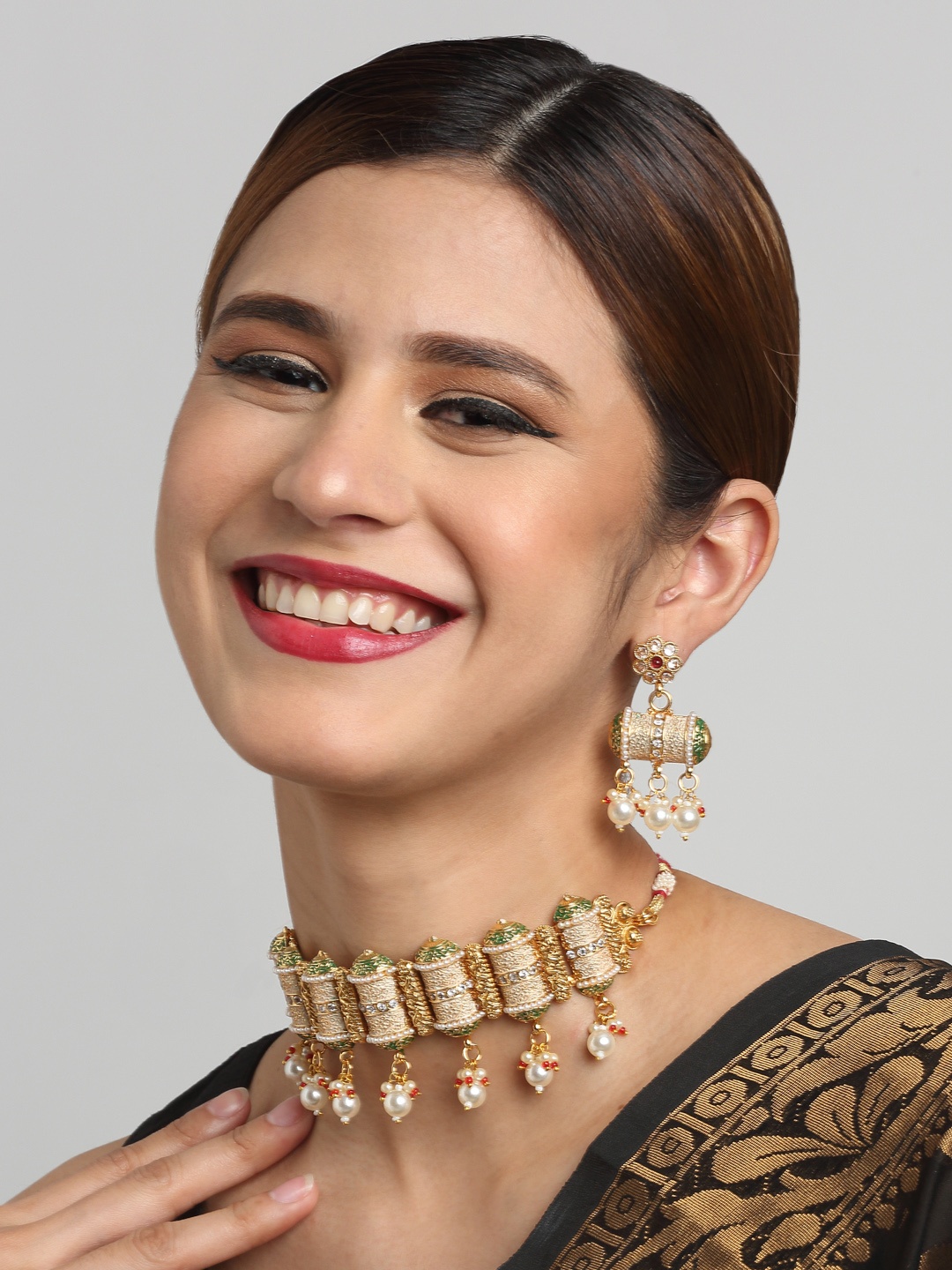 

YouBella Gold-Plated Stone Studded & Beaded Jewellery Set
