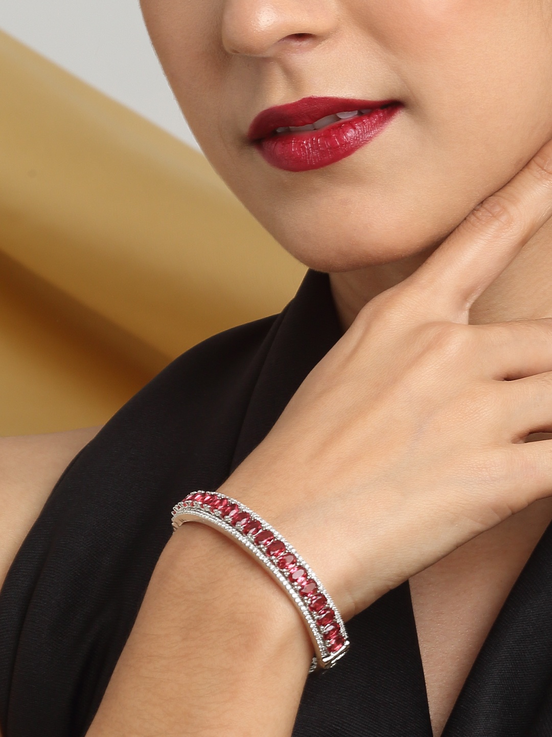 

YouBella Women American Diamond Silver-Plated Bangle-Style Bracelet