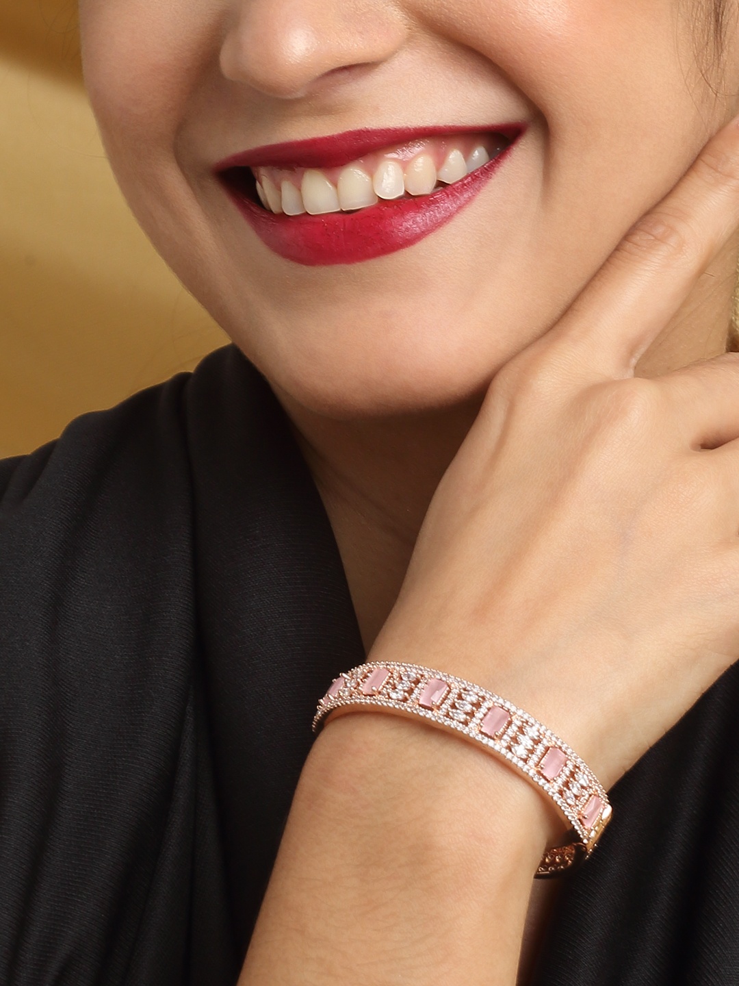 

YouBella Women American Diamond Rose Gold-Plated Bangle-Style Bracelet