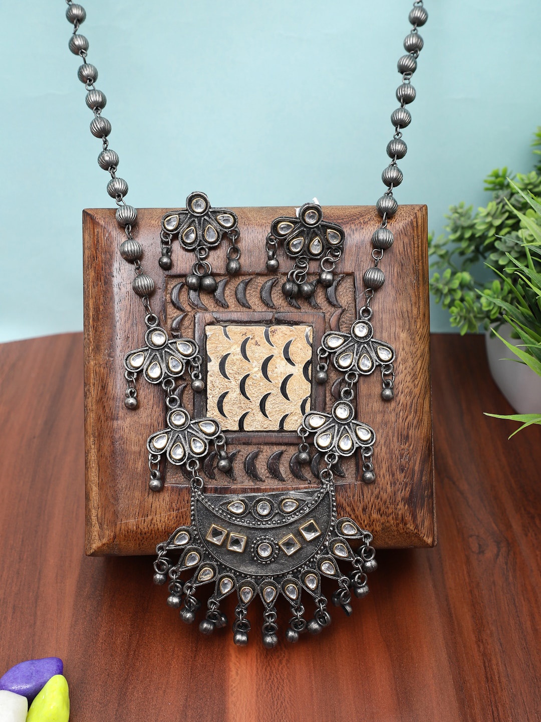 

YouBella Women Silver-Plated Stone Studded Jewellery Set