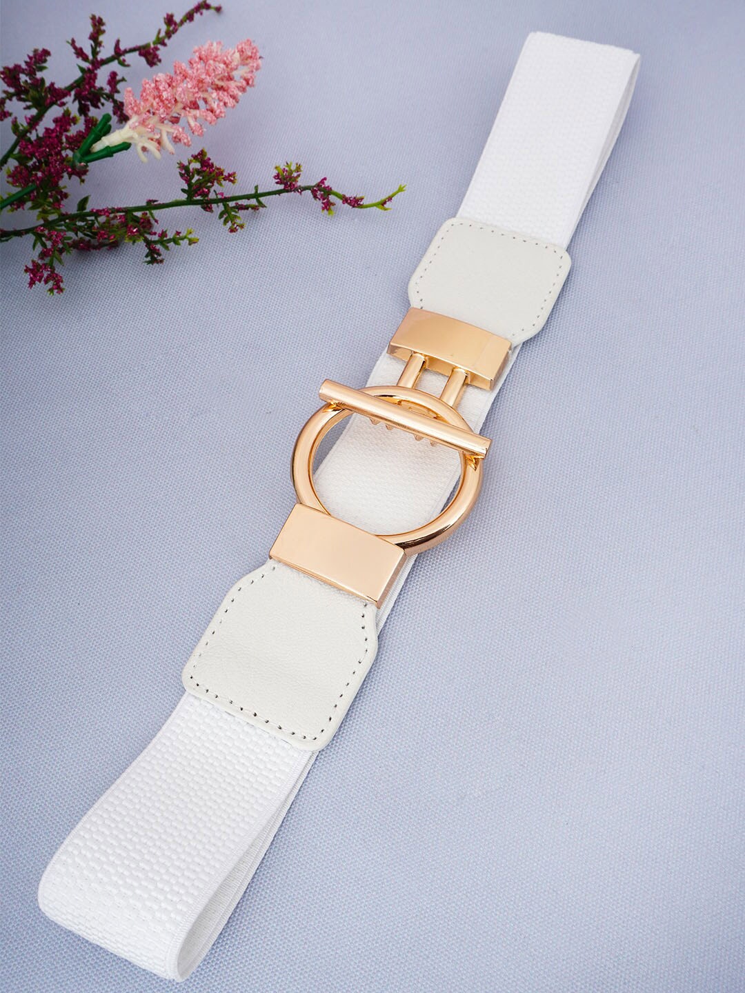 

Ferosh Women Circle Bar BuckleBelt, White