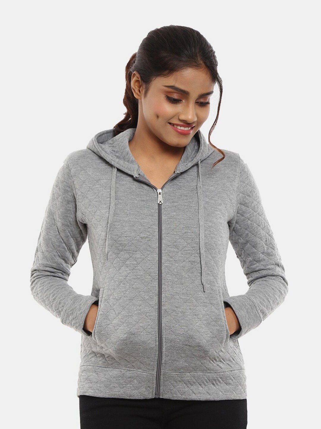 

V-Mart Women Grey Hooded Sweatshirt