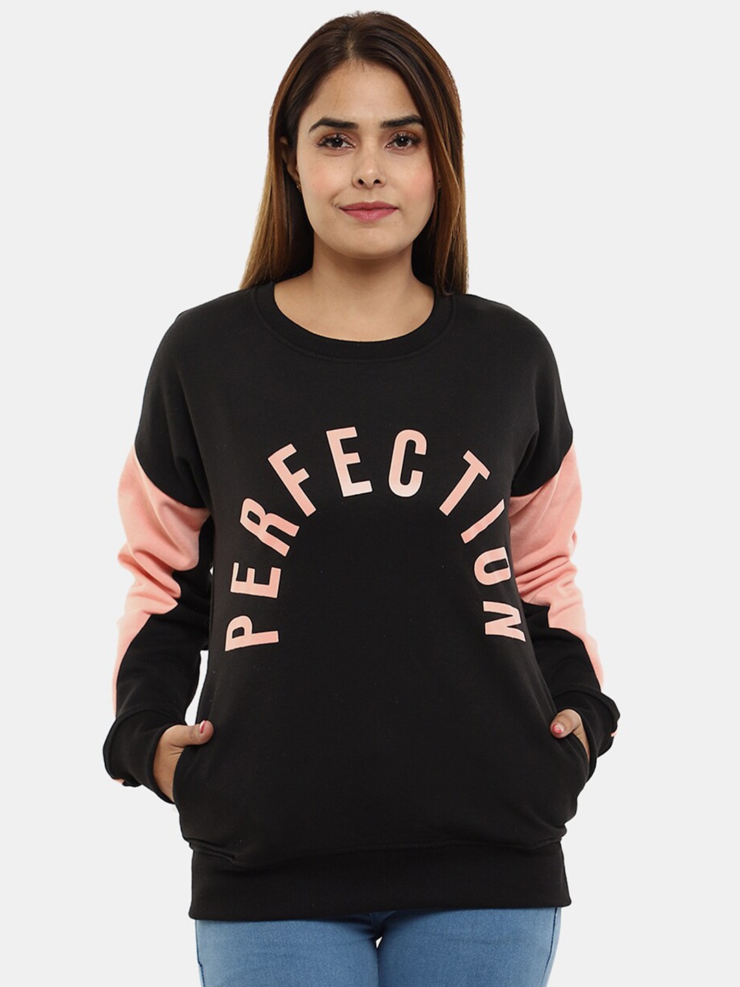 

V-Mart Women Printed Sweatshirt, Black