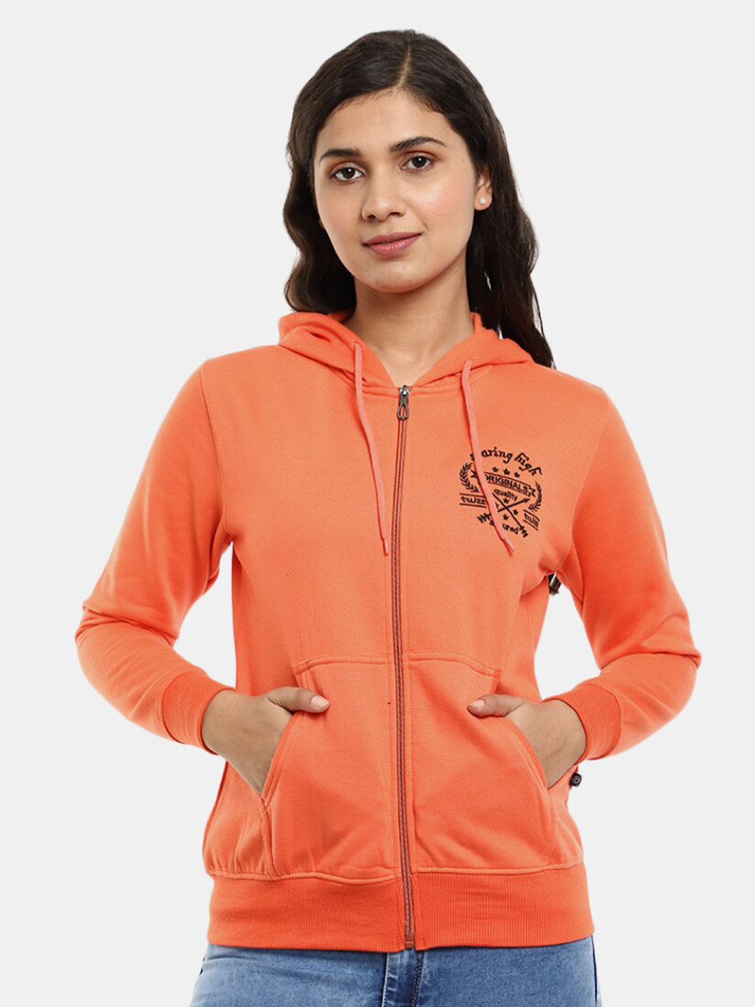 

V-Mart Women Fleece Hooded Sweatshirt, Orange
