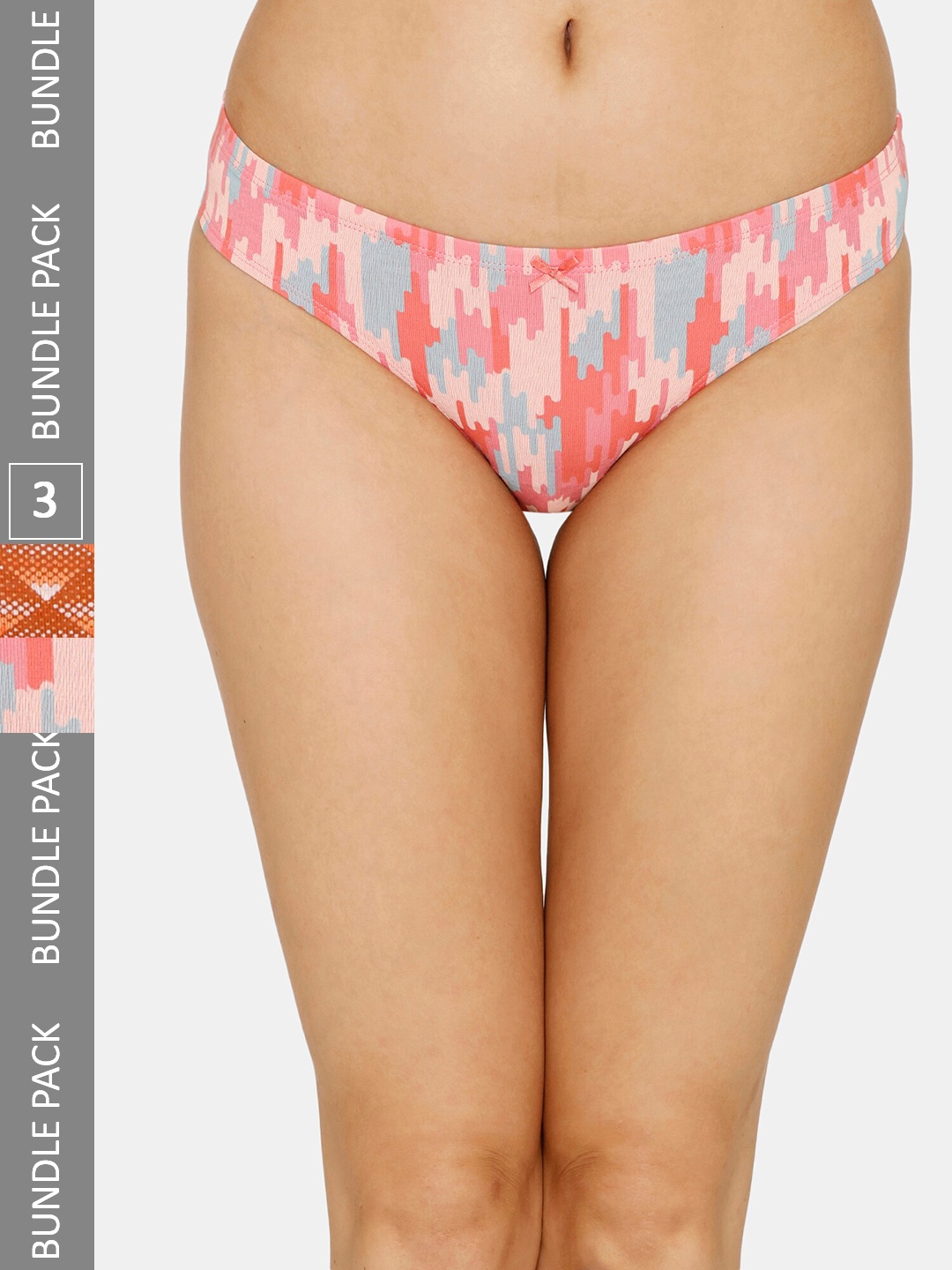 

Zivame Women Pack Of 3 Printed Bikini Briefs, Pink