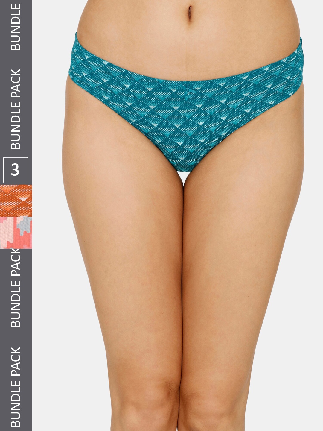 

Zivame Women Pack Of 3 Printed Cotton Bikini Briefs ZI2700FASHZBLAK, Teal