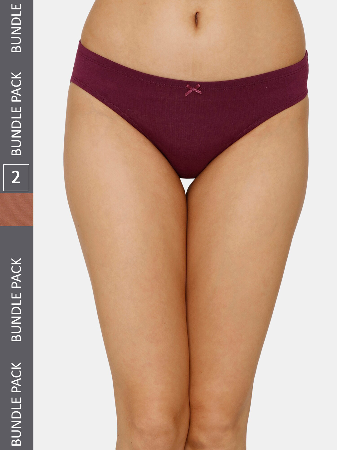 

Zivame Women Pack Of 2 Solid Cotton Bikini Briefs, Burgundy