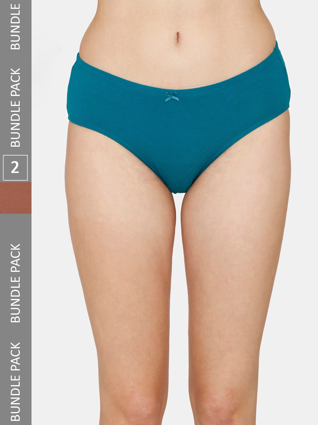 

Zivame Women Pack Of 2 Solid Cotton Hipster Briefs, Turquoise blue
