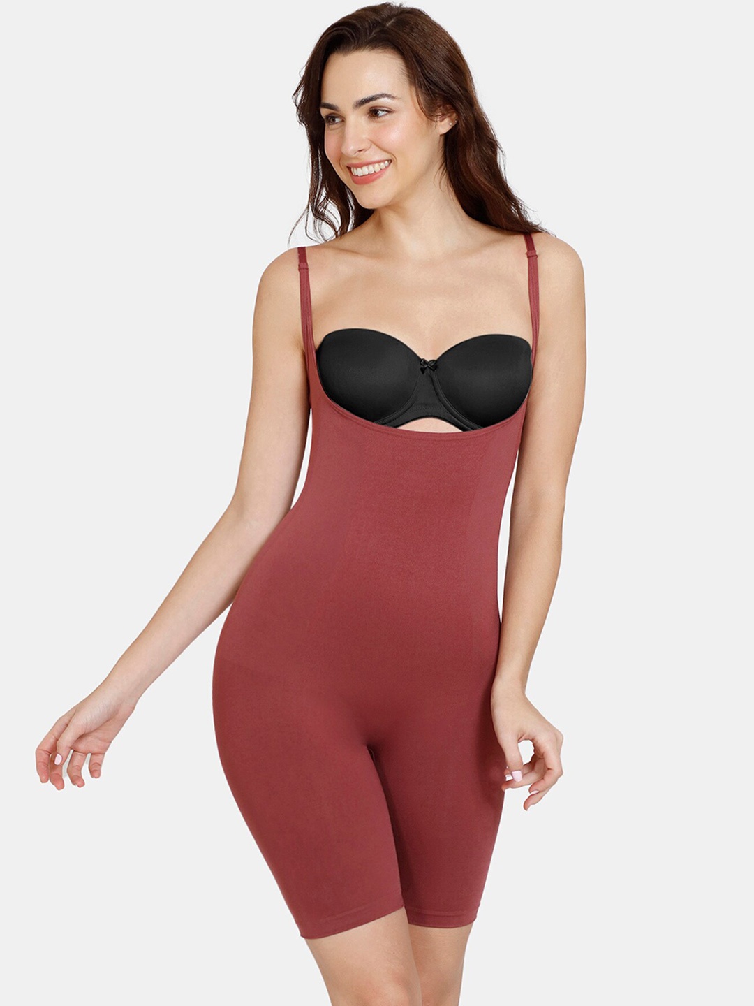 

Zivame Women Solid Seamless Body Shaper, Burgundy