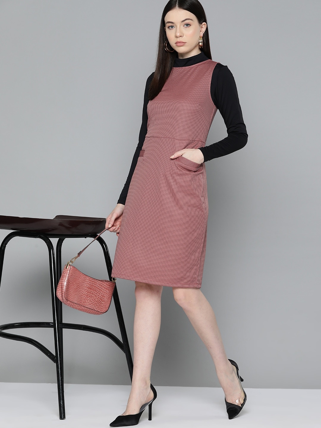 

Chemistry Woven Design A-Line Dress with T-shirt, Rose