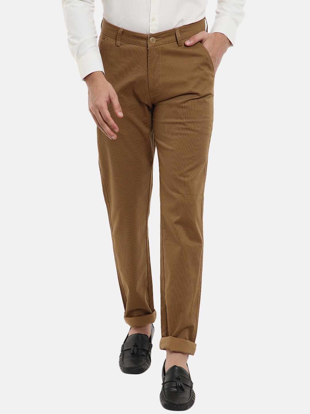 

V-Mart Men Classic Slim Fit Cotton Chinos Trousers, Khaki