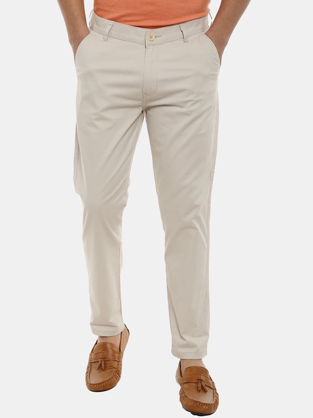 

V-Mart Men Cotton Classic Chinos Trousers, Brown