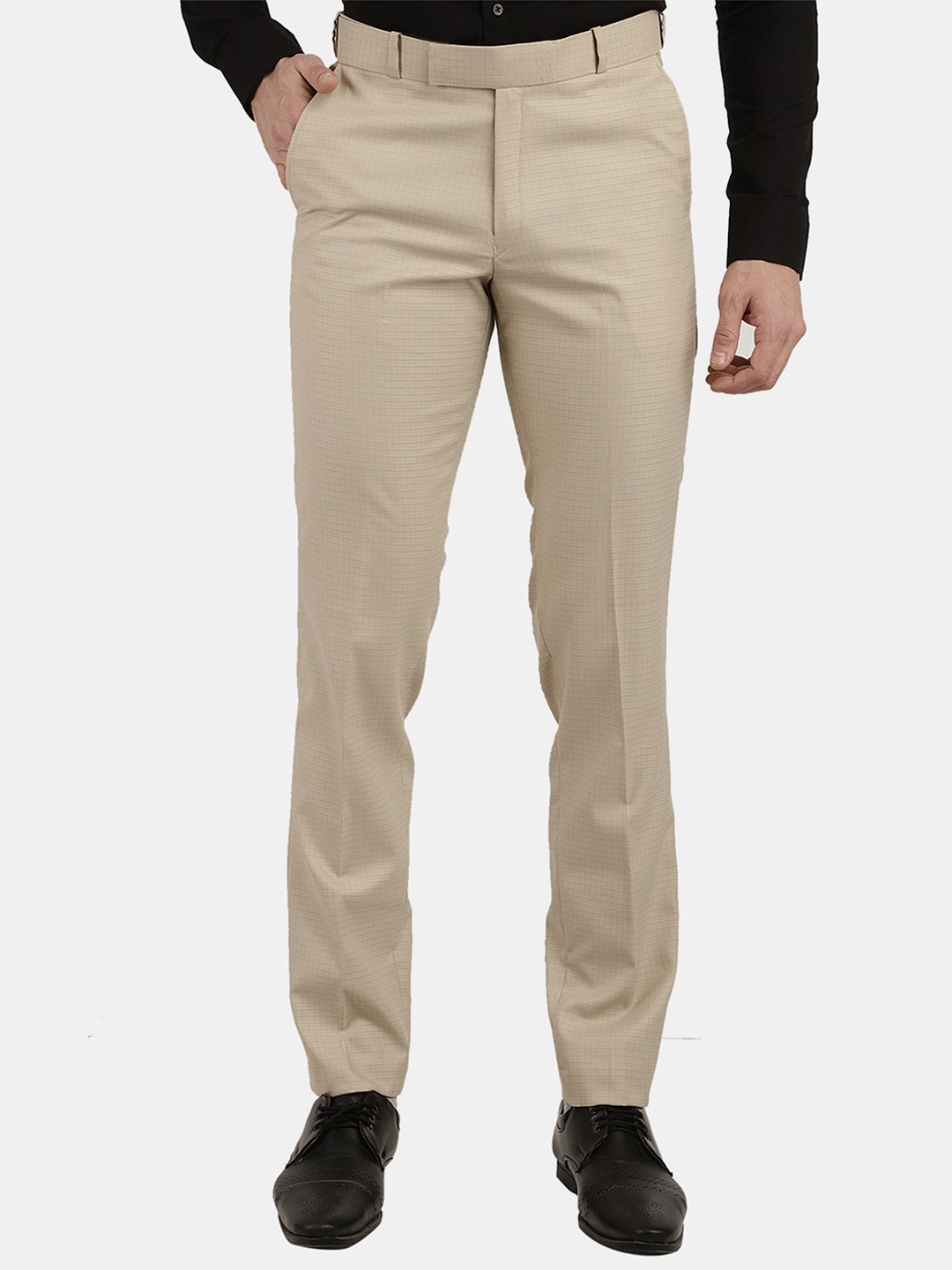 

V-Mart Men Classic Slim Fit Cotton Formal Trousers, Cream
