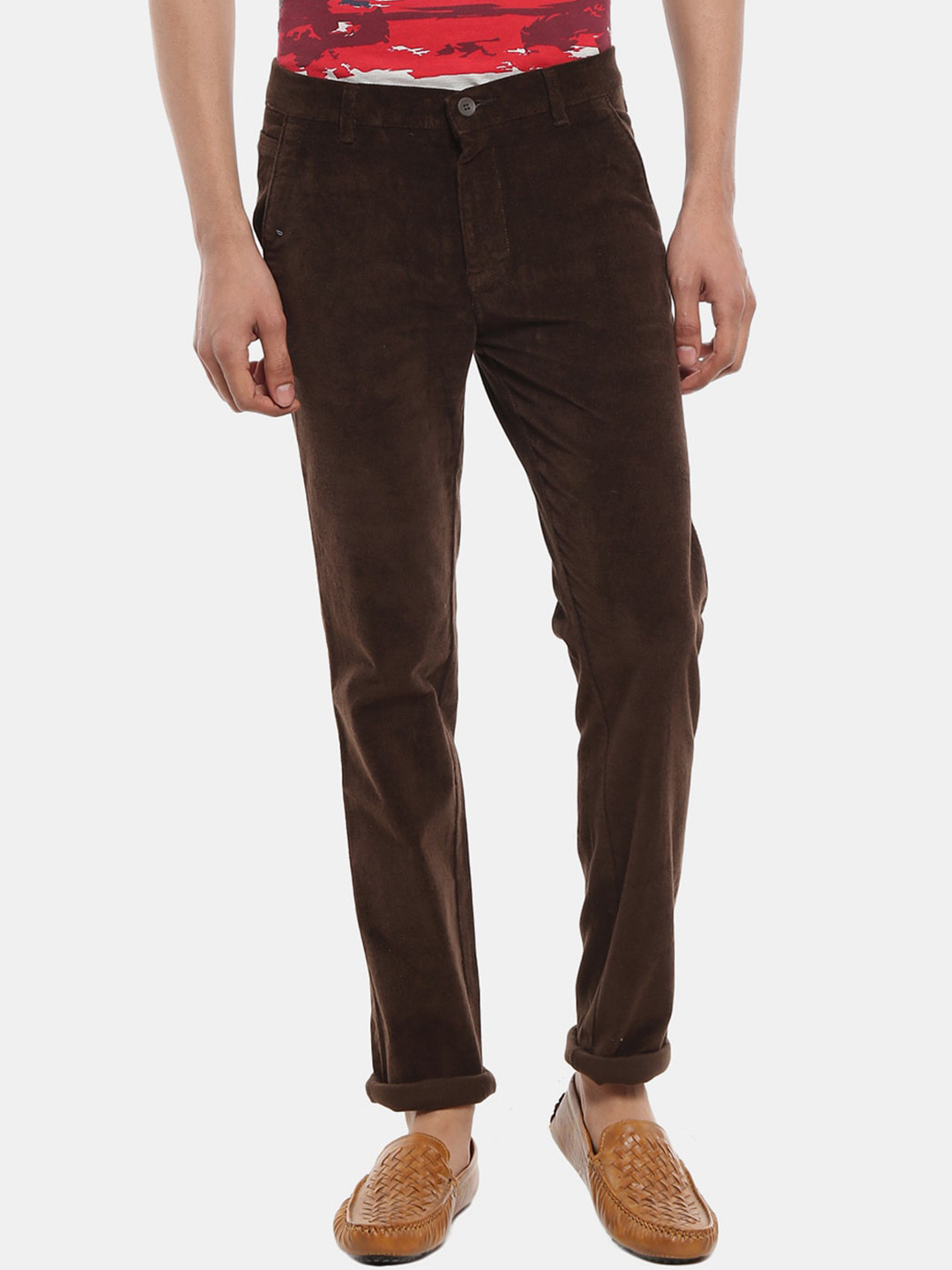 

V-Mart Men Classic Slim Fit Trousers, Brown
