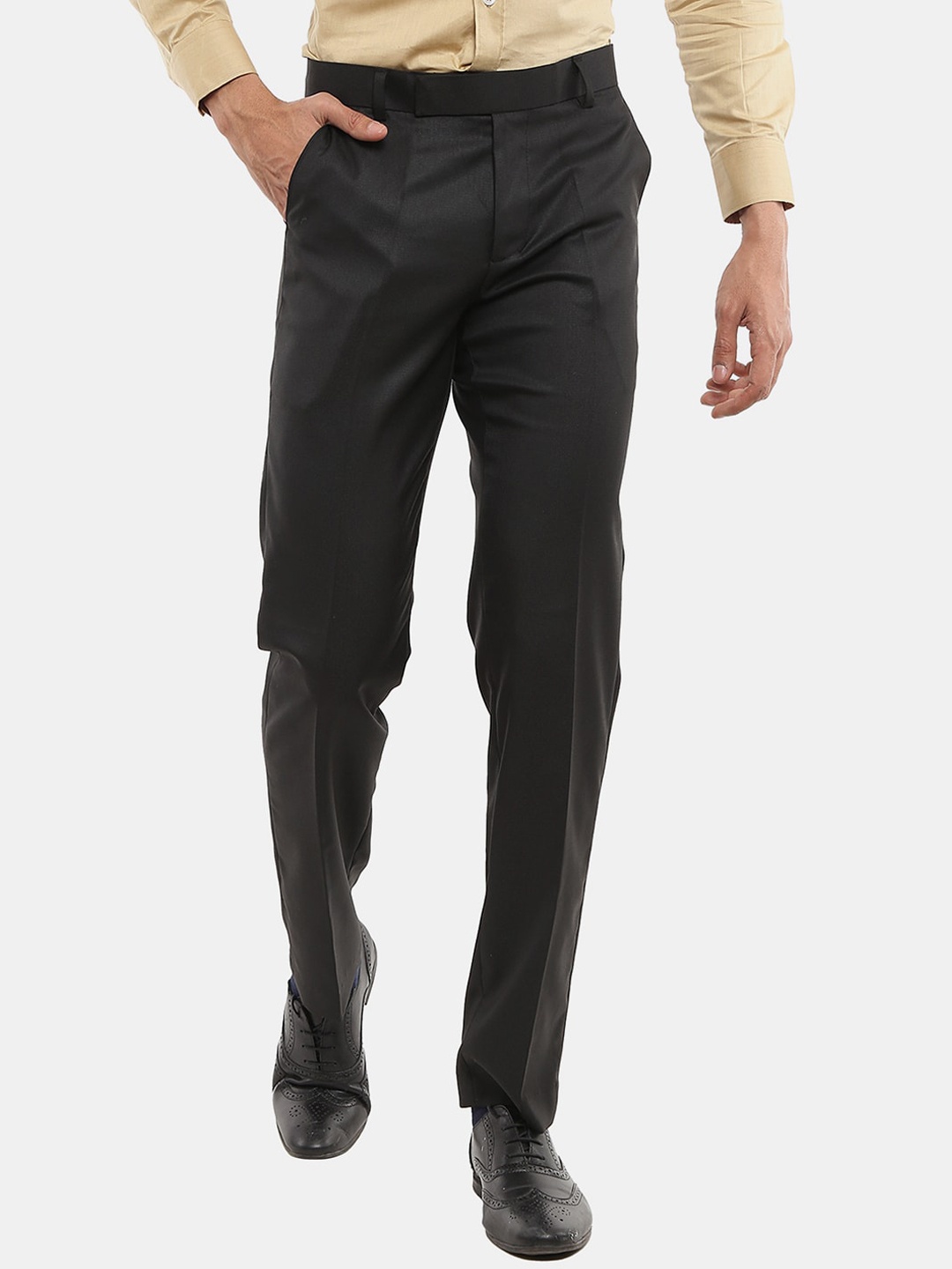 

J White by Vmart Men Cotton Classic Slim Fit Trousers, Grey