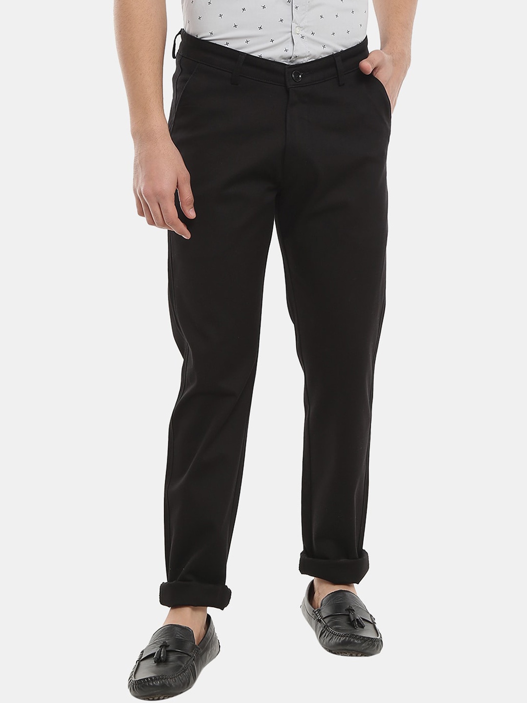 

V-Mart Men Classic Slim Fit Cotton Chinos Trouser, Black