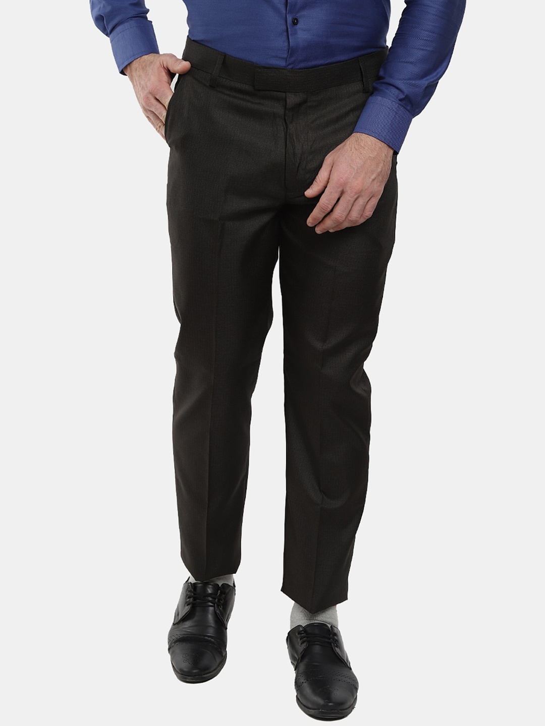 

V-Mart Men Classic Slim Fit Trousers, Brown
