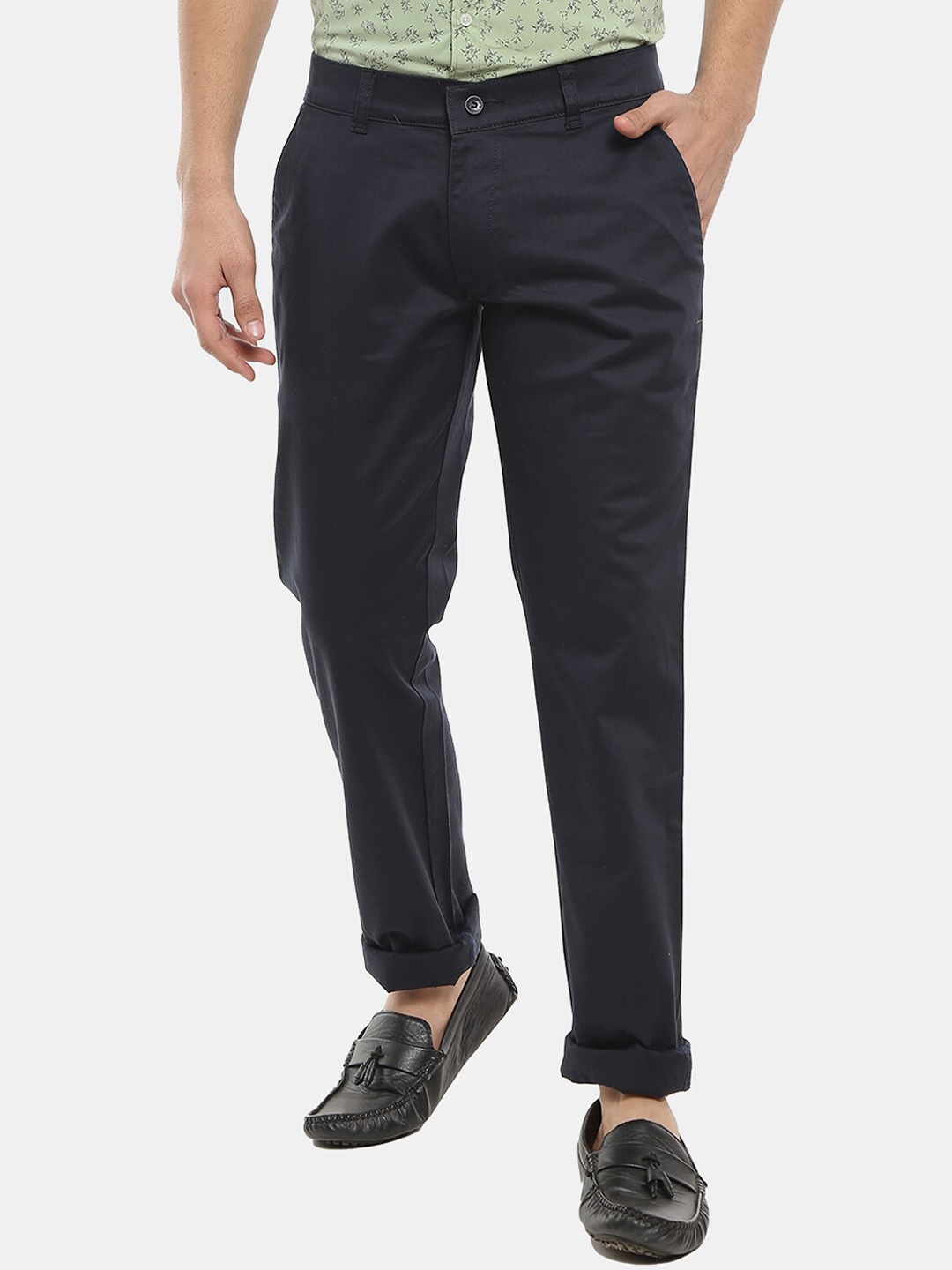 

V-Mart Men Classic Slim Fit Trousers, Navy blue