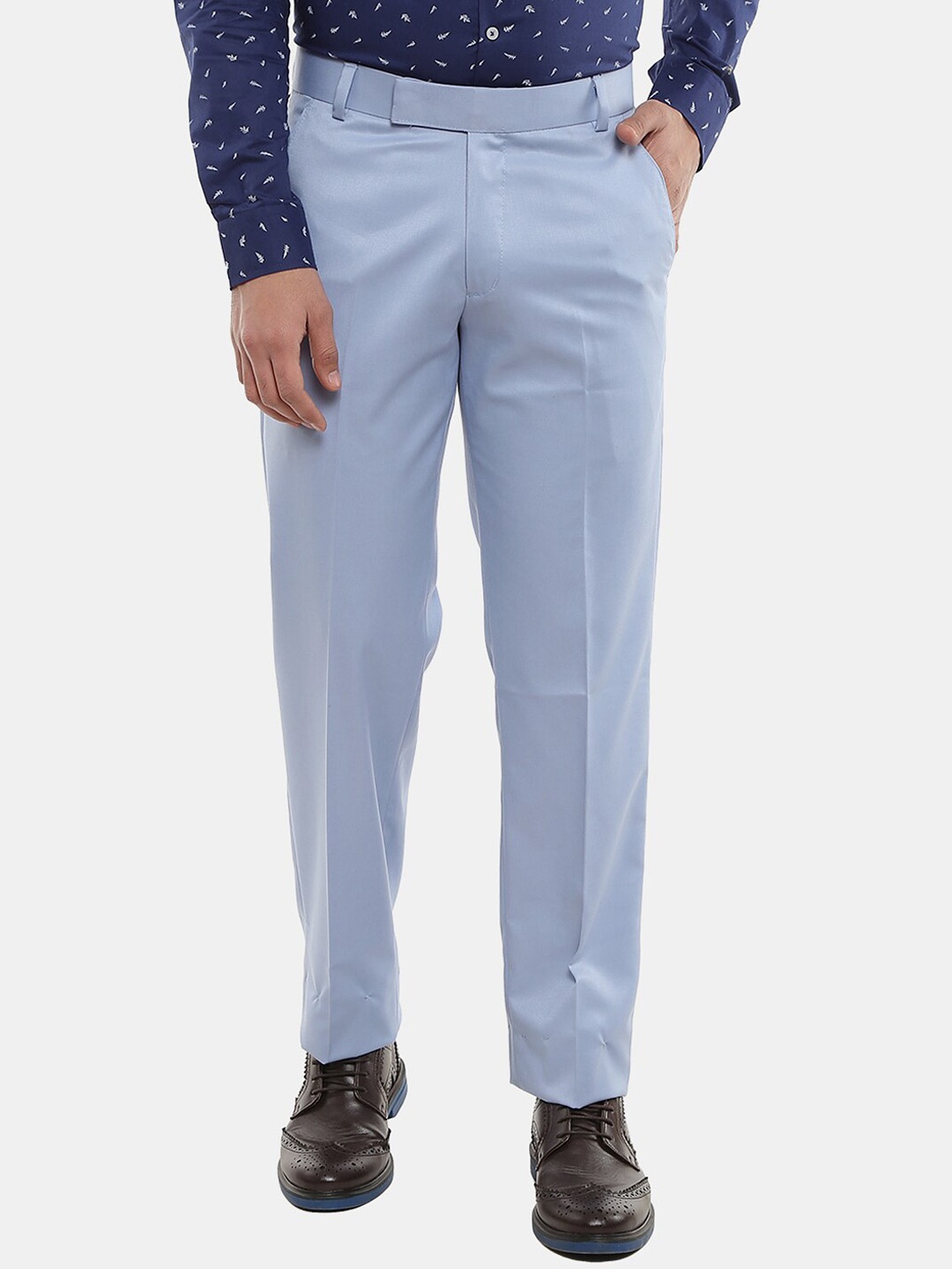 

V-Mart Men Solid Slim Fit Formal Trousers, Turquoise blue