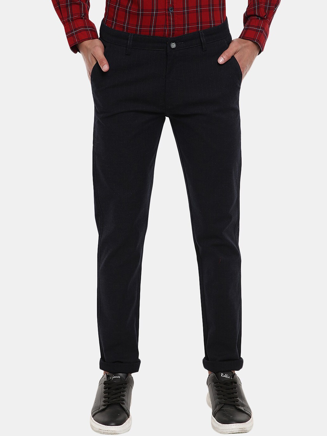 

V-Mart Men Classic Slim Fit Cotton Regular Trouser, Navy blue