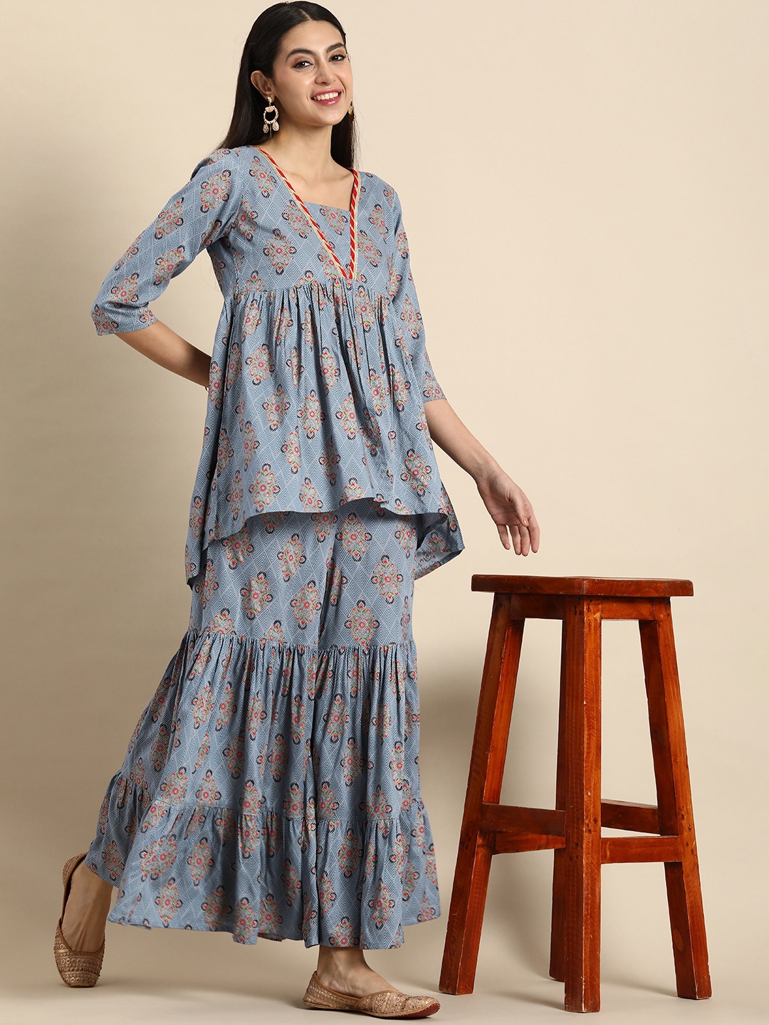 

Anouk Kurti with Sharara, Blue