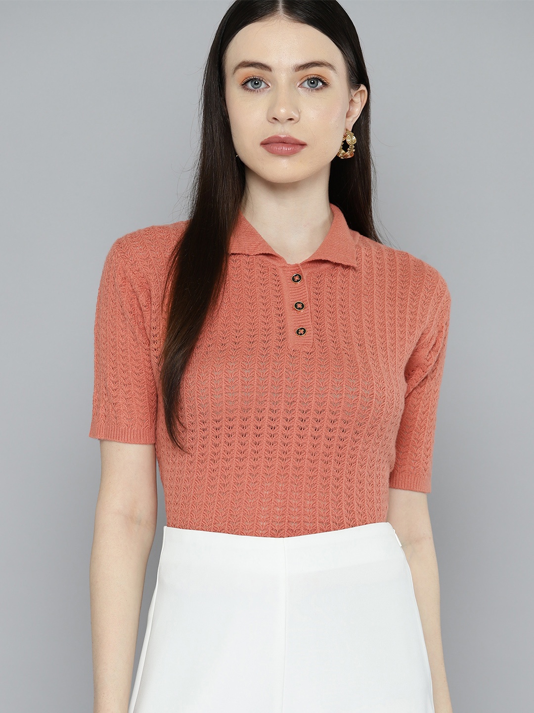 

Chemistry Self designed Knitted Shirt Style Top, Rust