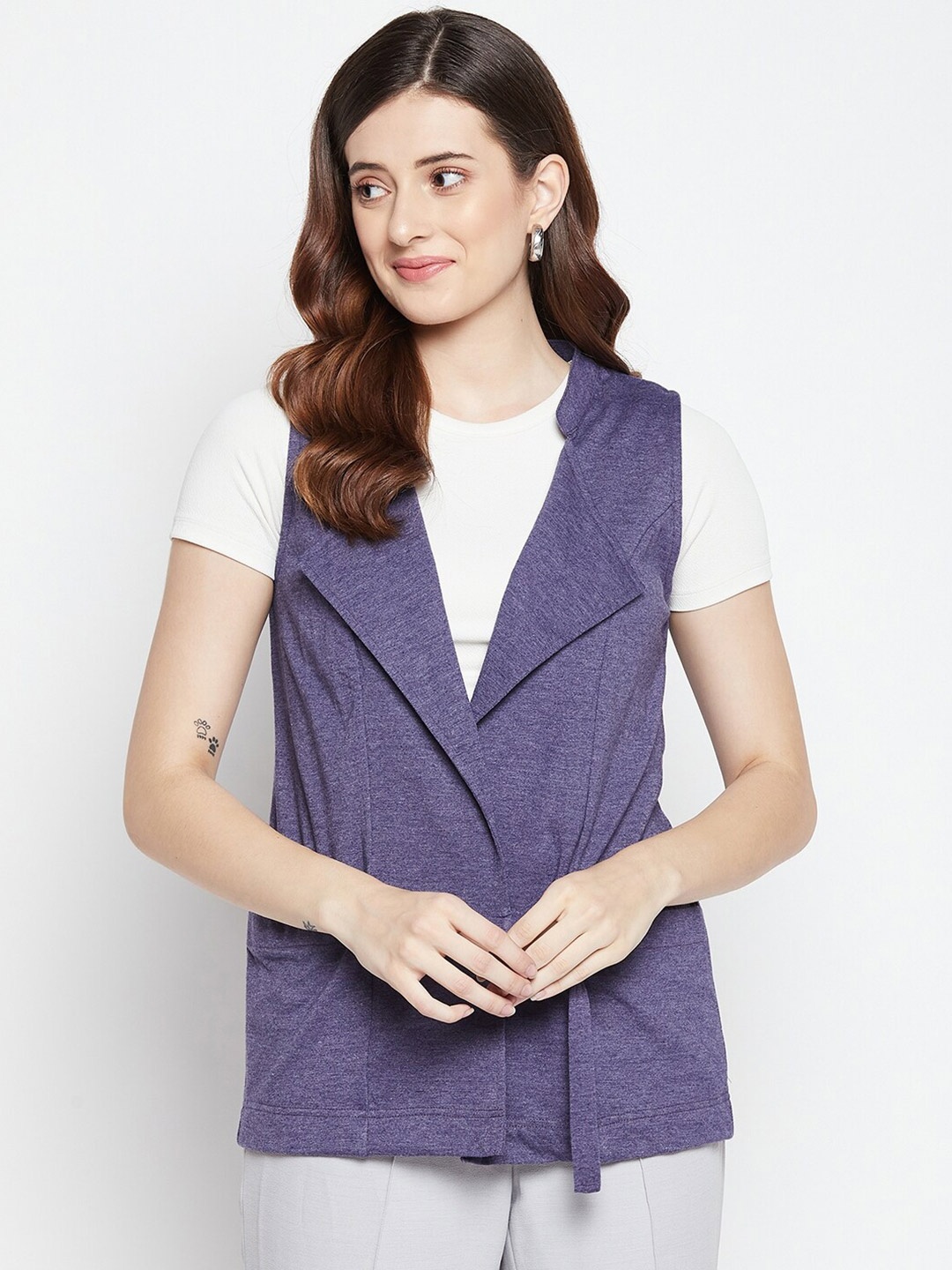 

CHILL WINSTON Women Cotton Tie-Up Shrug, Blue