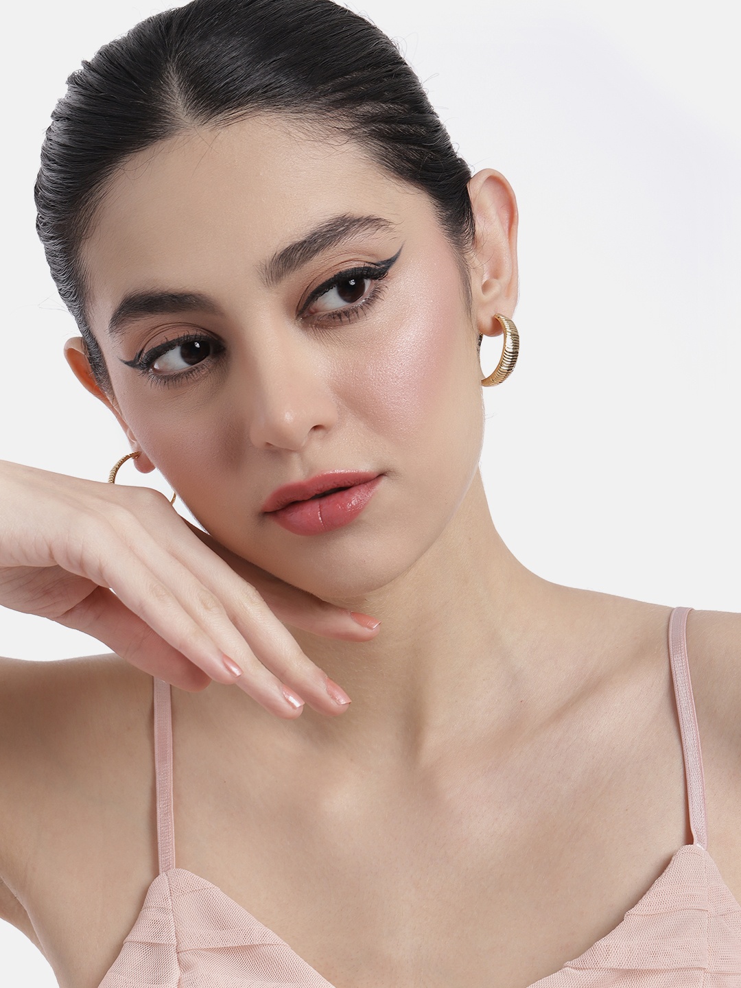 

DressBerry Textured Circular Hoop Earrings, Gold