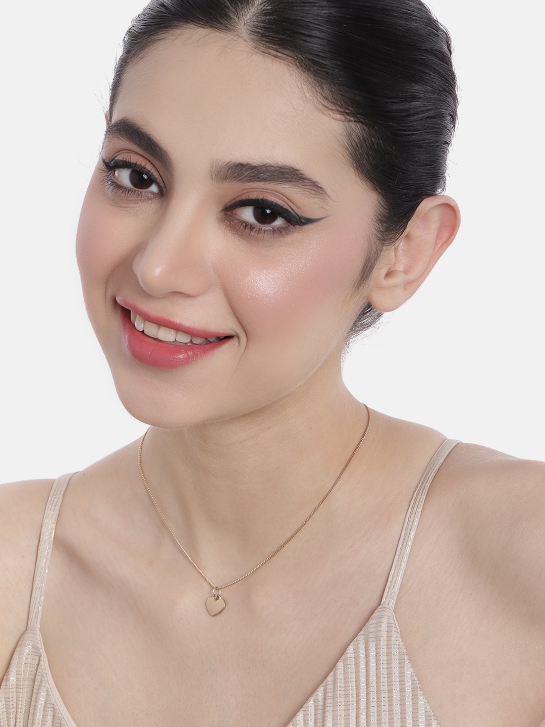 

DressBerry Necklace with Heartbeat Charm Pendant, Gold
