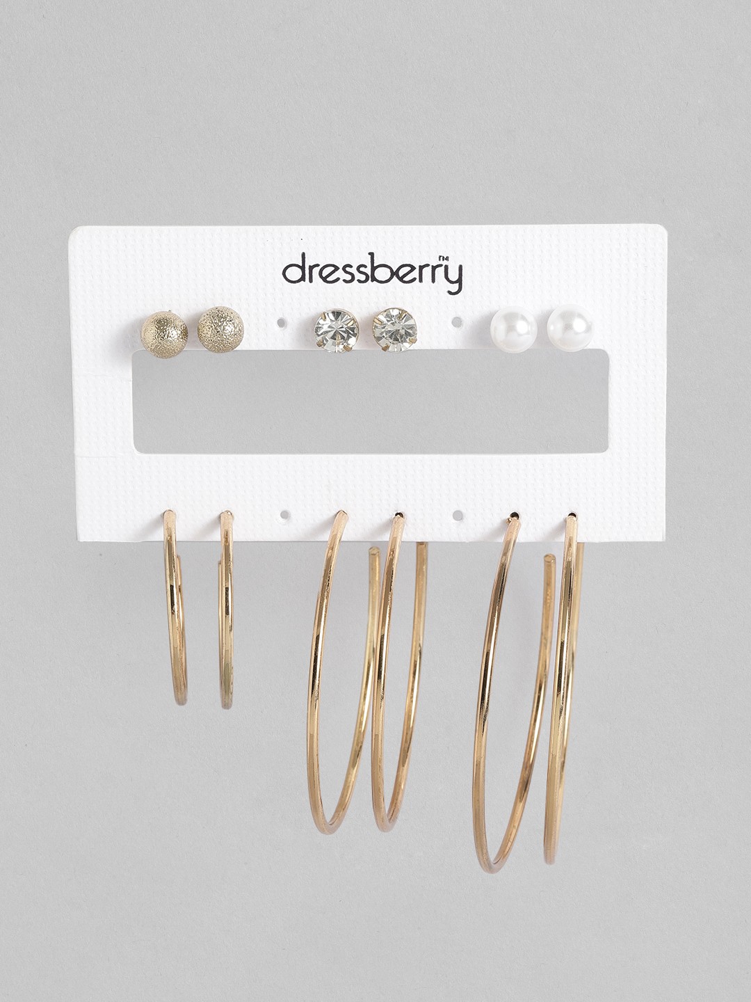 

DressBerry Set of 6 Earrings, Gold