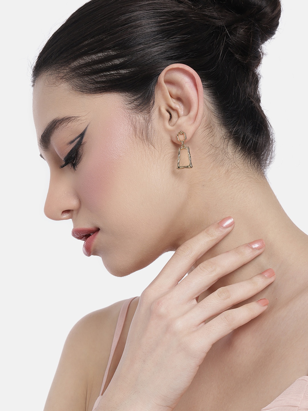 

DressBerry Textured Geometric Drop Earrings, Gold