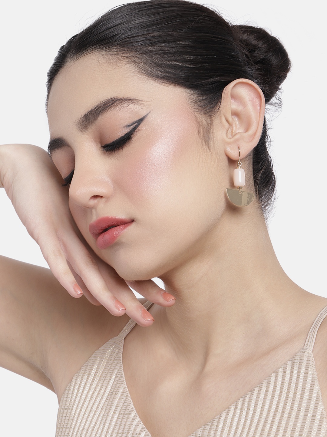 

DressBerry Semi-Circular Drop Earrings, Pink
