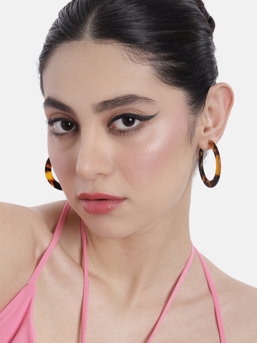 

DressBerry Set Of 4 Contemporary Hoop Earrings & Studs, Gold