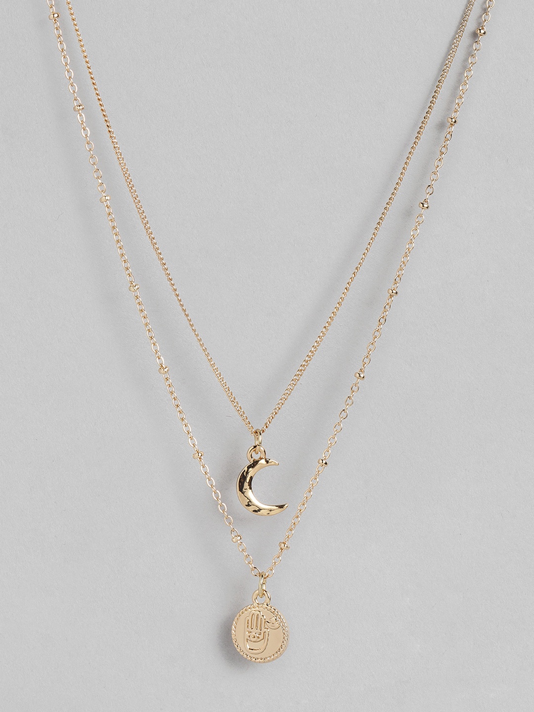 

DressBerry Women Crystal Ineterlinked Pendant With Chain, Gold