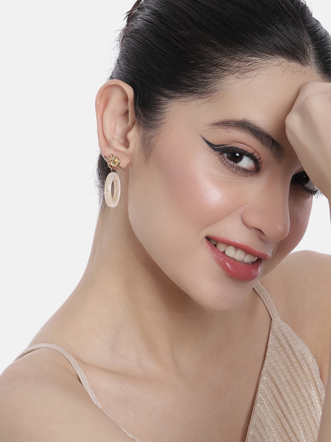 

DressBerry Circular Drop Earrings, Gold