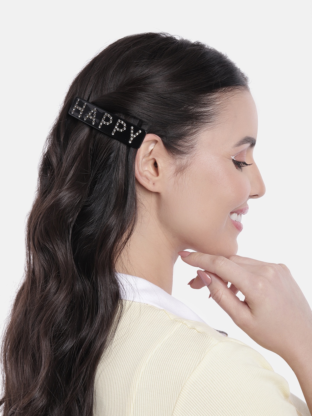 

DressBerry Women Embellished French Barrette, Black