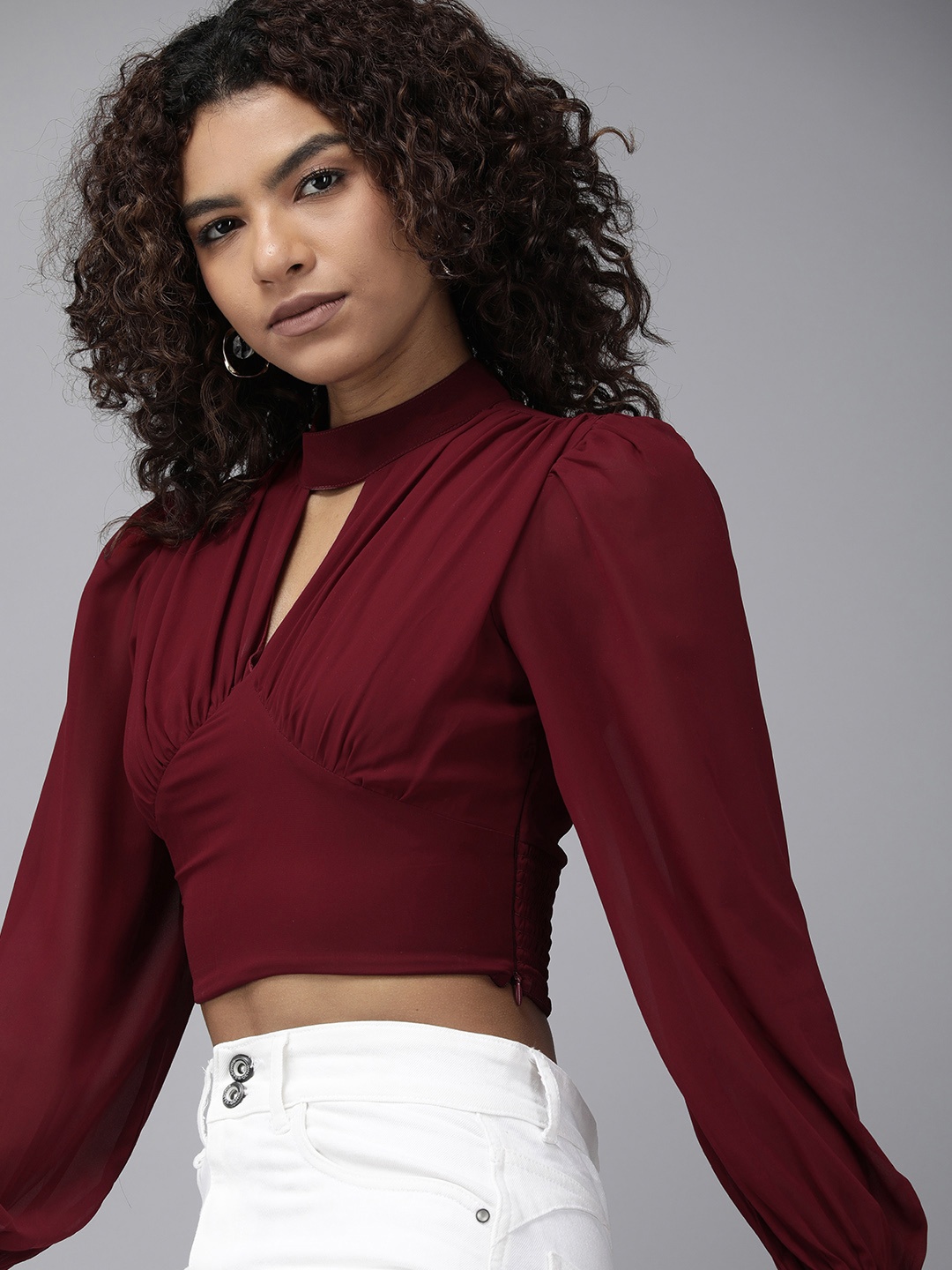 

The Roadster Lifestyle Co. Fitted Crop Top, Maroon