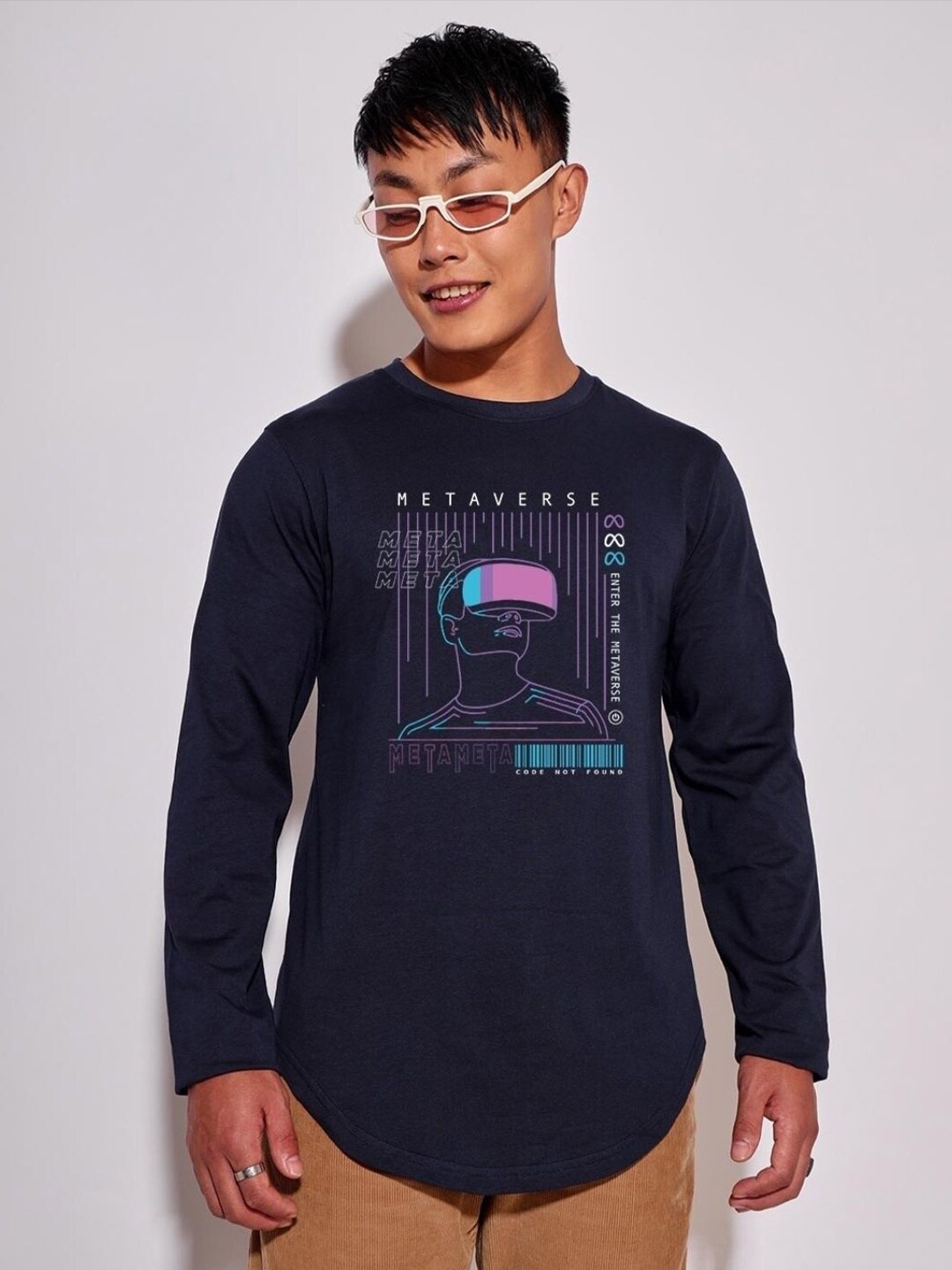 

Bewakoof Men Printed Cotton T-shirt, Navy blue