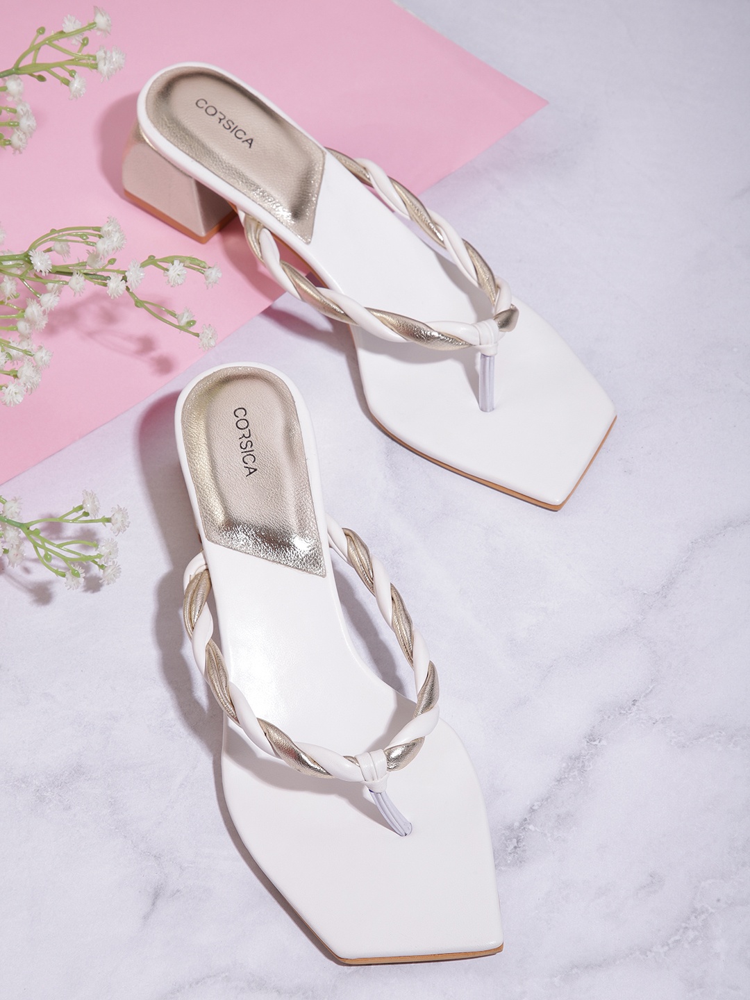 

CORSICA Women Woven Design Block Heels, White