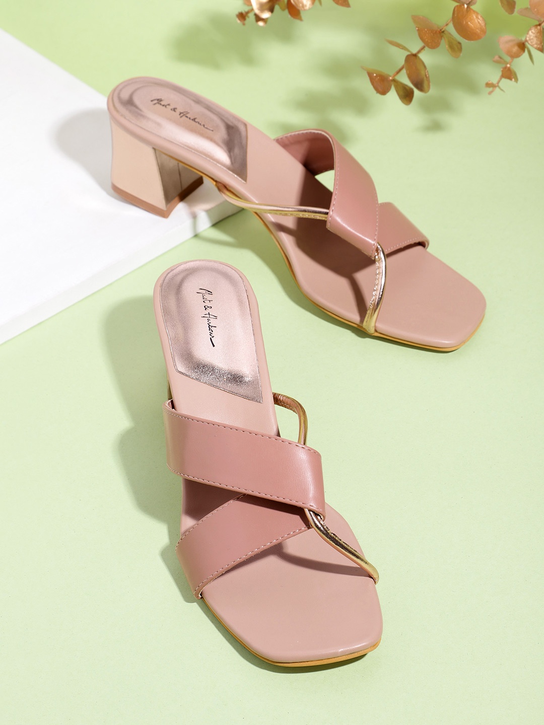 

Mast & Harbour Open Toe Block Heels, Nude